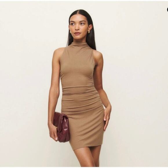 NEW NWT Reformation Jana Knit Mini Dress Nutty Brown size XS - Picture 1 of 7